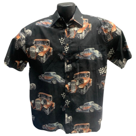 Black Hot Rod Hawaiian Shirt by North River